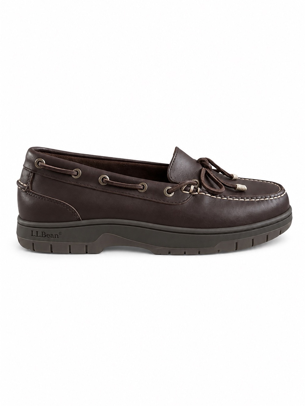 L.L. Bean Leather Camp Moc Loafers Brown Office Travel Fall Outdoor 9.5 Wide